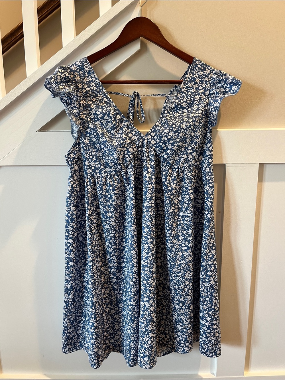 Blue Floral Babydoll Dress